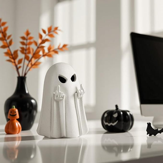Cute Ghost Figurine – Resin Halloween Statue – photo 2