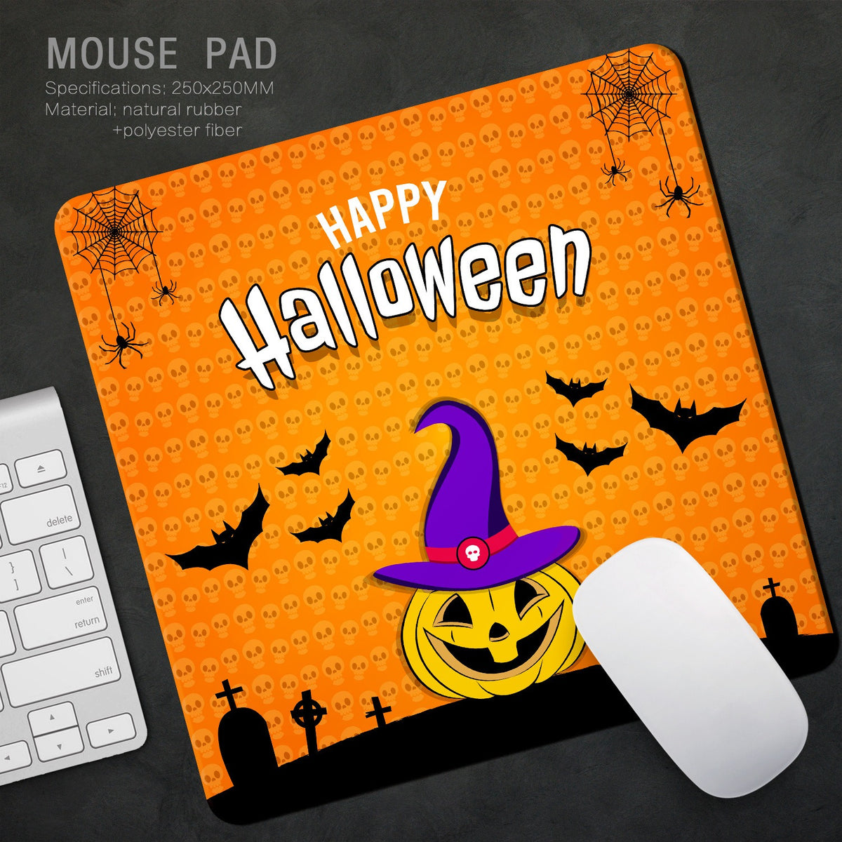 Halloween Mouse Pad – Ghost & Pumpkin Designs, 9.4 × 7.9 in – Yellow Pumpkin