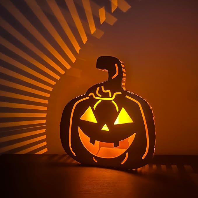 Jack-O'-Lantern Wooden Night Light – Flameless Glowing Decor – photo 1