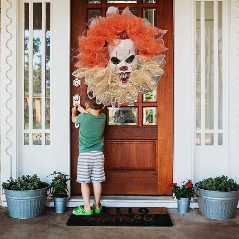Halloween Clown Wreath – 19.7 in Outdoor Party Decoration – photo 1