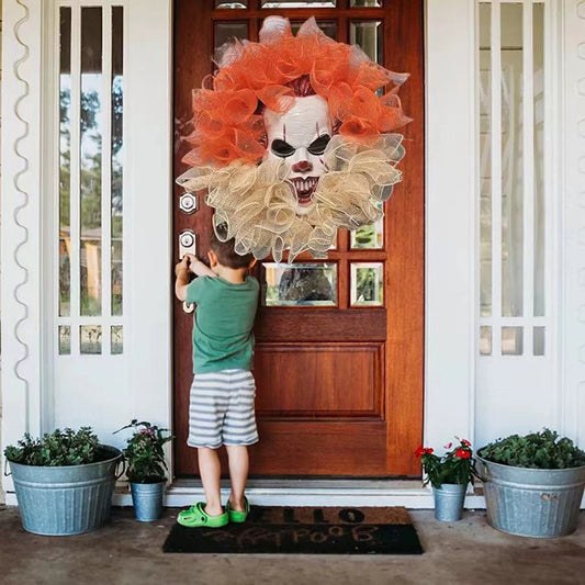 Halloween Clown Wreath – 19.7 in Outdoor Party Decoration – photo 1