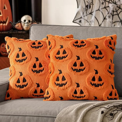 Halloween Pumpkin Pillow Covers – 18×18 in, Set of 2 – photo 2