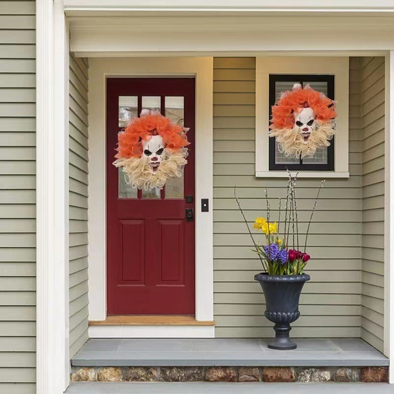 Halloween Clown Wreath – 19.7 in Outdoor Party Decoration – photo 2