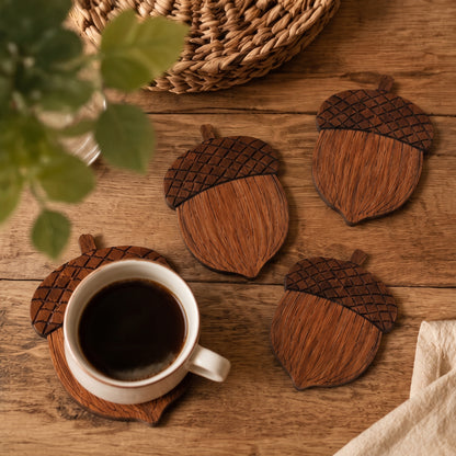 Acorn Wooden Coasters – Set of 5
