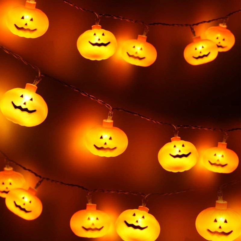 Pumpkin String Lights – 20 LED, 10 ft, Battery or USB, IP44 – photo 2