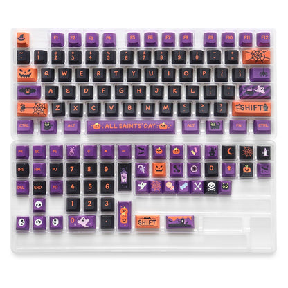 Halloween Black Cat Keycaps – 129-Key PBT Set – photo 3