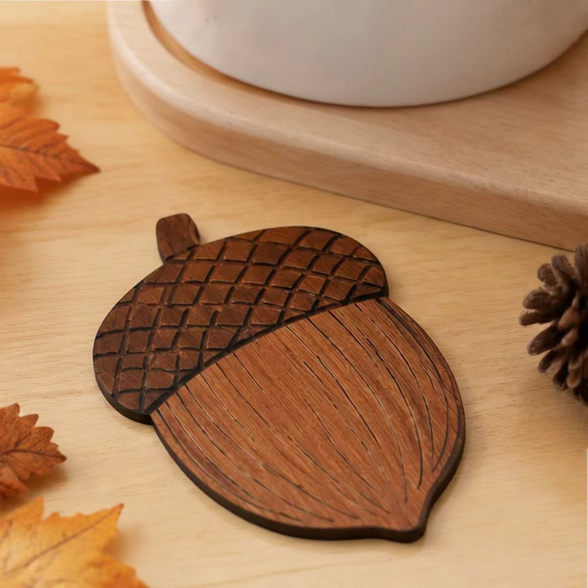 Acorn Wooden Coasters – Set of 5