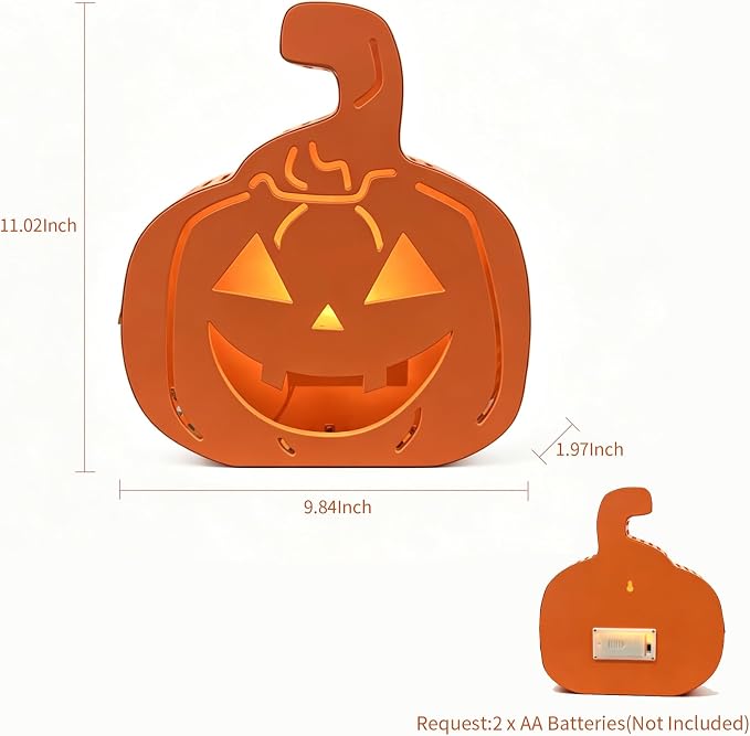 Jack-O'-Lantern Wooden Night Light – Flameless Glowing Decor – photo 3