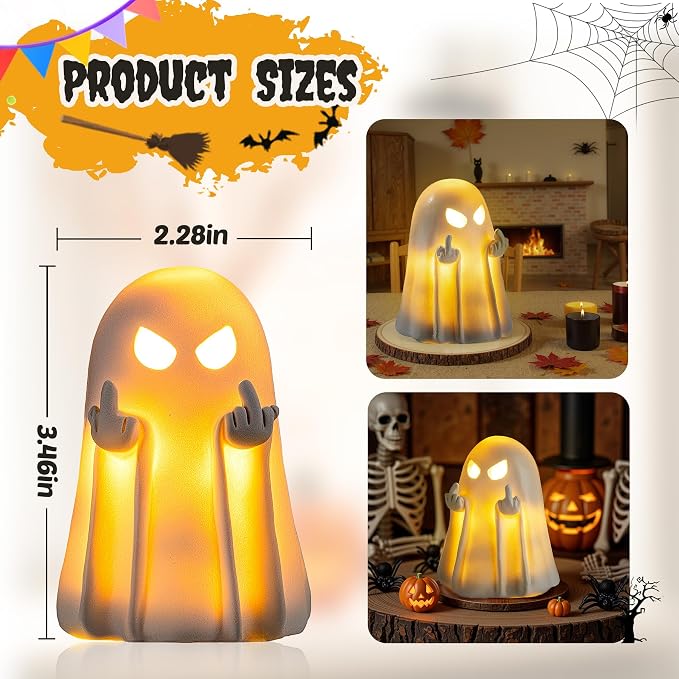 Cute Ghost Figurine – Resin Halloween Statue – photo 3