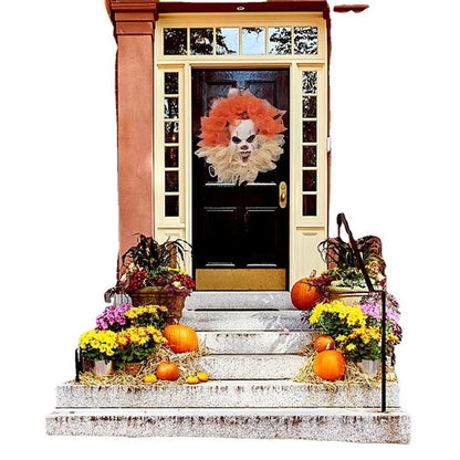 Halloween Clown Wreath – 19.7 in Outdoor Party Decoration – photo 4