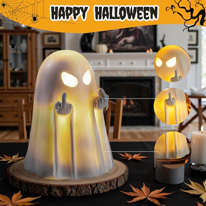 Cute Ghost Figurine – Resin Halloween Statue – photo 4