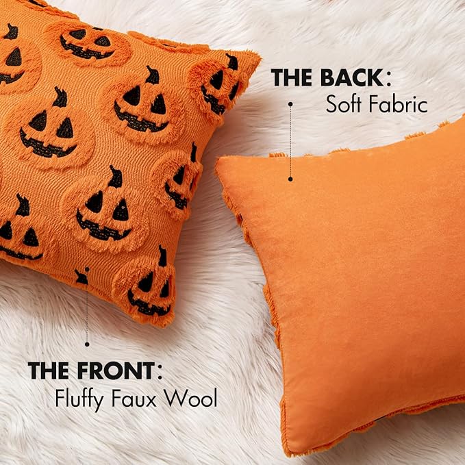 Halloween Pumpkin Pillow Covers – 18×18 in, Set of 2 – photo 4