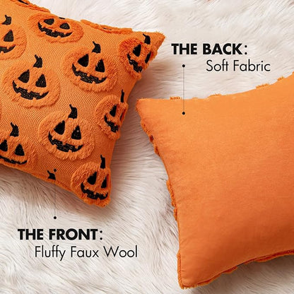 Halloween Pumpkin Pillow Covers – 18×18 in, Set of 2 – photo 4