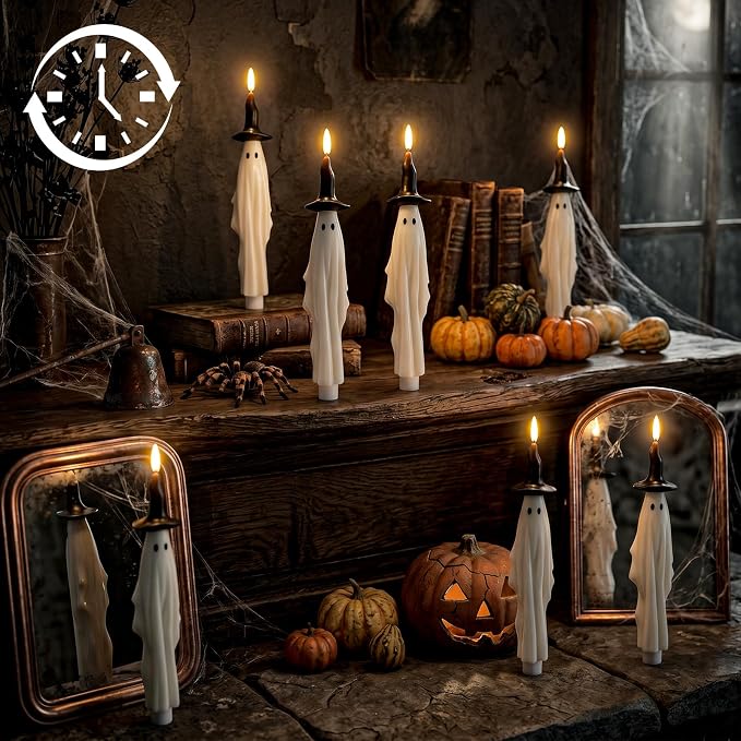 Flameless Ghost Taper Candles – 2-Pack, Battery Operated with Timer – photo 4