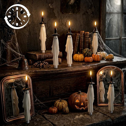 Flameless Ghost Taper Candles – 2-Pack, Battery Operated with Timer – photo 4
