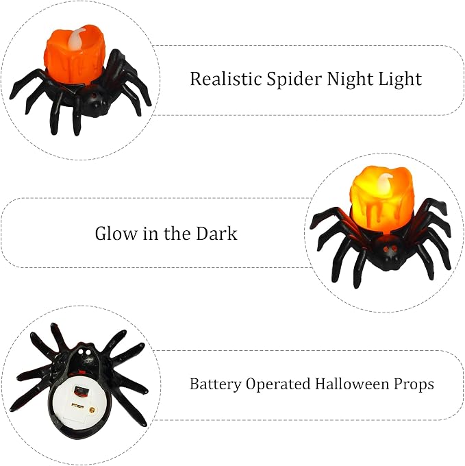 Spider LED Tea Lights – 12-Pack Flameless Battery Candles – photo 4