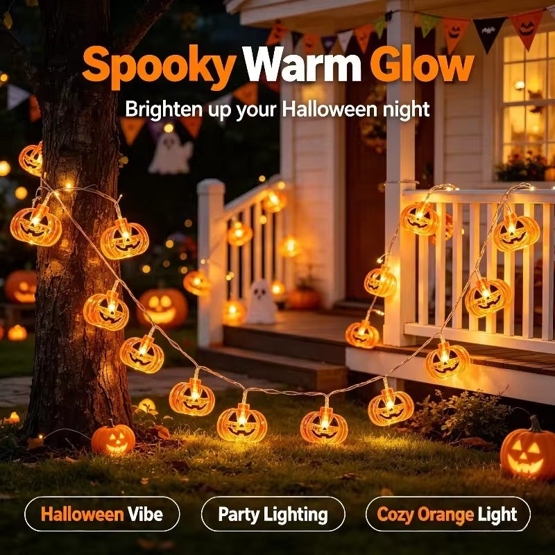 Pumpkin String Lights – 3m / 20 LED, Battery Powered – photo 5