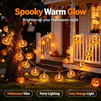 Pumpkin String Lights – 3m / 20 LED, Battery Powered – photo 5