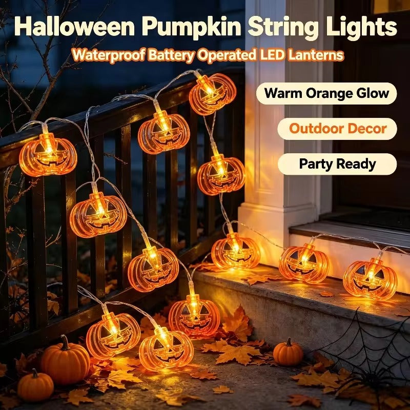 Pumpkin String Lights – 3m / 20 LED, Battery Powered – photo 6