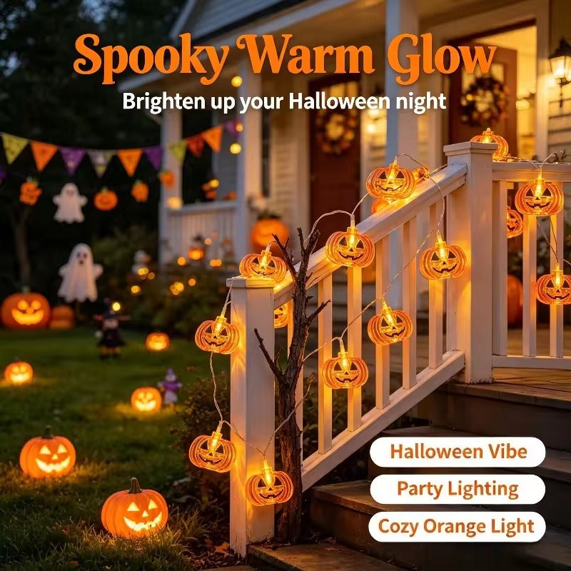 Pumpkin String Lights – 3m / 20 LED, Battery Powered – photo 7