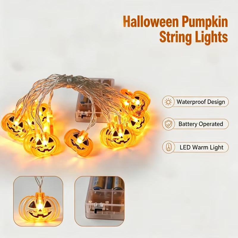 Pumpkin String Lights – 3m / 20 LED, Battery Powered – photo 8