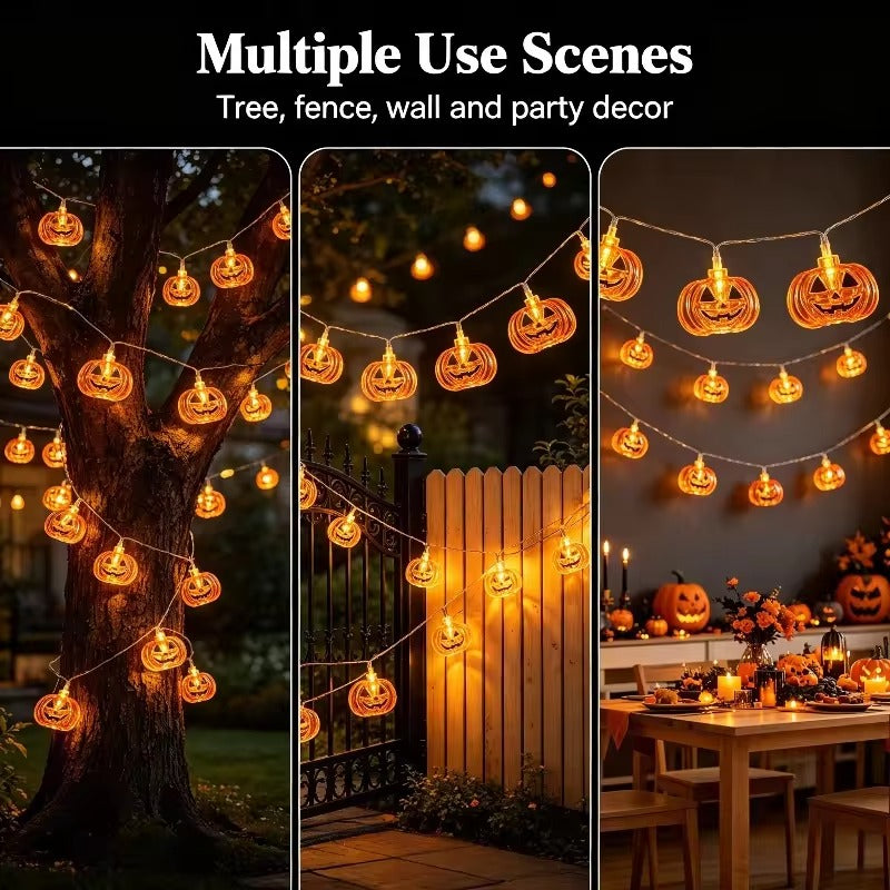 Pumpkin String Lights – 3m / 20 LED, Battery Powered – photo