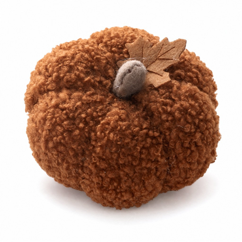 Plush fabric pumpkin, coffee brown