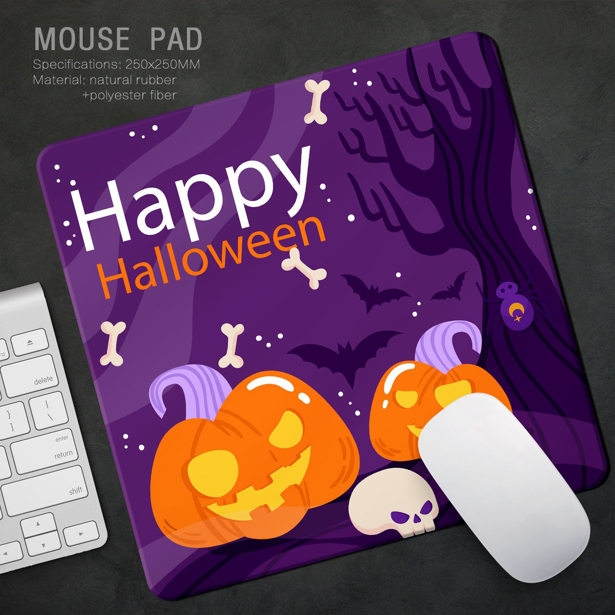 Halloween Mouse Pad – Ghost & Pumpkin Designs, 9.4 × 7.9 in – Purple Pumpkin